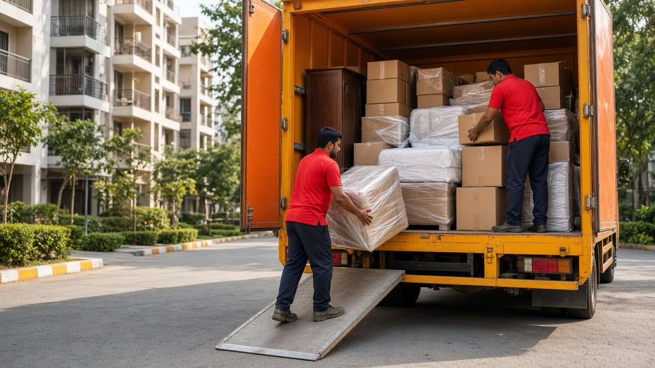 Best packers and movers in Attibele loading truck — Lucky Packers And Movers
